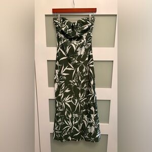 Abercrombie & Fitch Strapless Twist Green Floral Midi Dress Size Small
